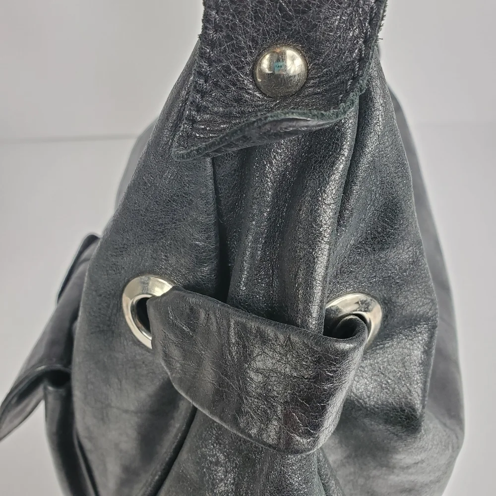 Innue Italy Black Leather Hobo Handbag
